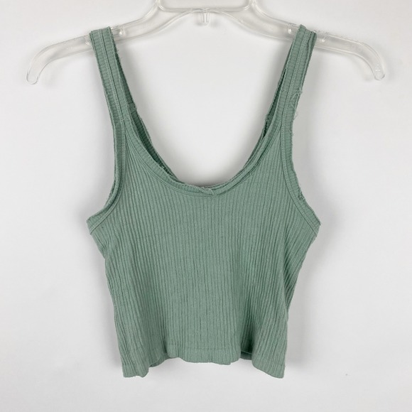 Out From Under Tops - Urban Outfitters Out From Under Ribbed Raw Edge Crop Tank Top Women‎ XS/S Green